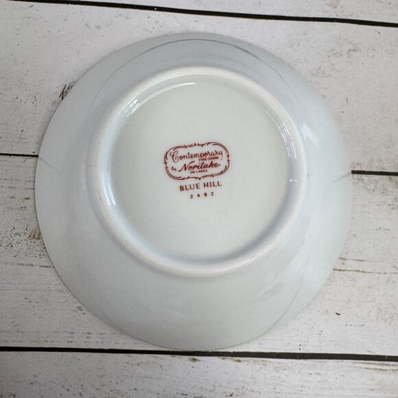 Noritake Blue Hill 2482 Fruit Bowls Set of 4 Blue Floral Rim Contemporary - Picture 5 of 8